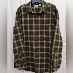 L.L. Bean Men's Green Plaid Shirt, Size Large